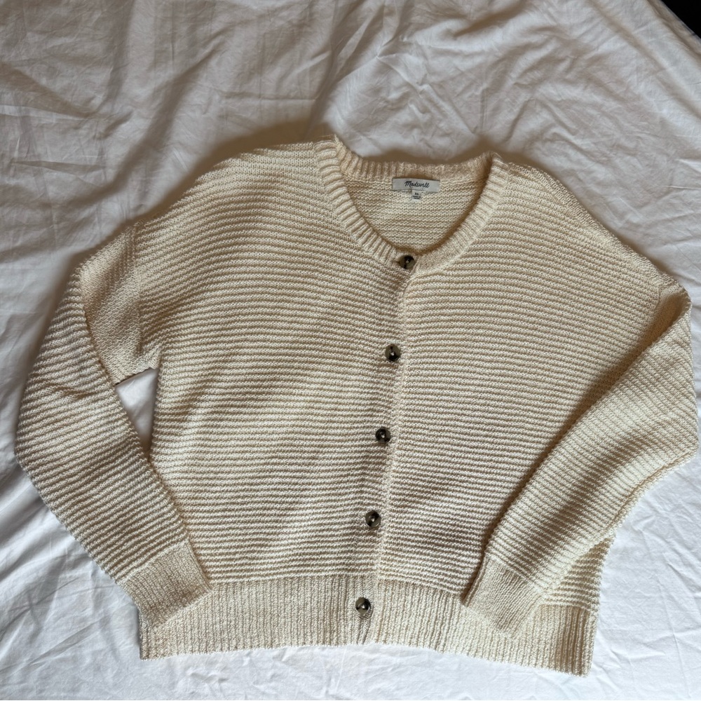 Madewell Cream Ribbed Cardigan